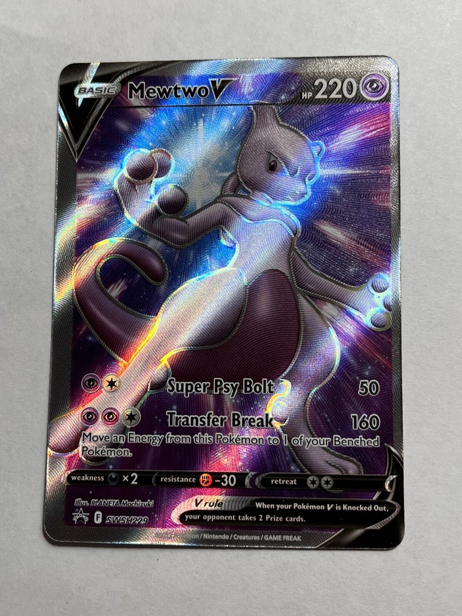 Mewtwo V SWSH229 Full Art Black Star Promo GEM MINT MISCUT Mewtwo V SWSH229 Full Art Black Star Promo GEM MINT MISCUT