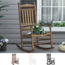 Outsunny Wooden Rocking Chair Traditional Porch Rocker for Outdoor, Patio