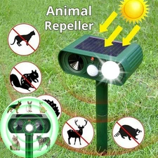 Upgraded Solar Ultrasonic Animal Repellent Dog Cat Skunk Deer Raccoon Repellent