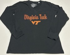 Three Square Virginia Tech Hokies Women's Black Long-Sleeve V-neck T-shirt M