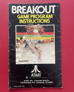 Atari Breakout Atari 2600 Original Instruction Manual Booklet English CX2622