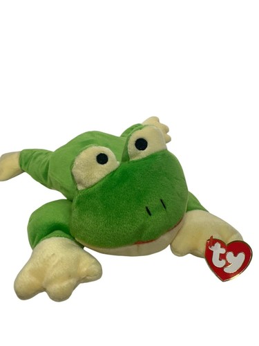 Ty Pillow Pal Ribbit Style 3000 Plush Frog Green & Cream 14" Soft Toy