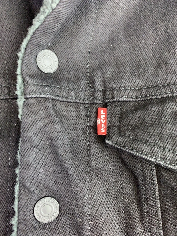 Levi's Sherpa Trucker Jacket Men's Small Black Fleece Lined Denim 16365-0054 - Image 2 of 4