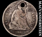 1861 Seated Liberty Half Dime - Scarce  Better Date  No Reserve  #J7907
