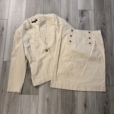 Alex Marie 2pc Skirt Blazer Jacket Set Beige Size 10 Buttons Office Career