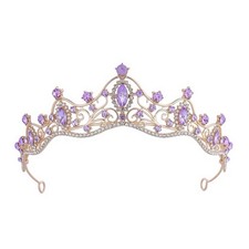 Purple Crystal Crown for Women Girls 5.71 inches 14.5cm diameter,