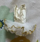 Vintage 70’s Mattel Barbie White Satin Ballerina Tutu Dress Leotard w/ Gold Trim