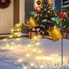 Solar Lights Outdoor, Watering Can with Cascading Lights, Watering Can with H...
