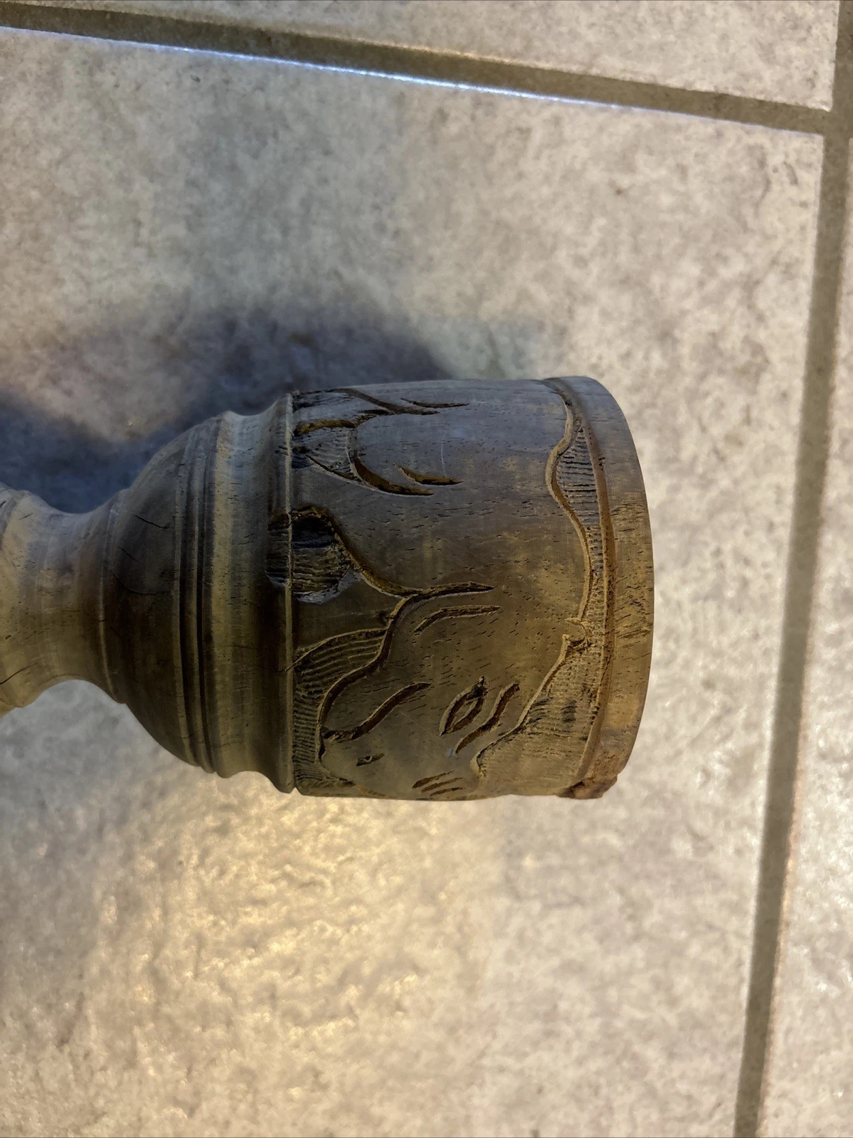 South Africian wood mortar & pestles with Rhino carving