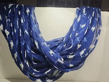 Charming Charlie Infinity Scarf Navy Blue With White Cats