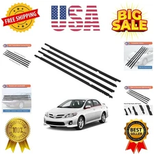 4 Pcs Black Car Outer Door Window Moulding Trim Weatherstrip Seal Belt Compat...