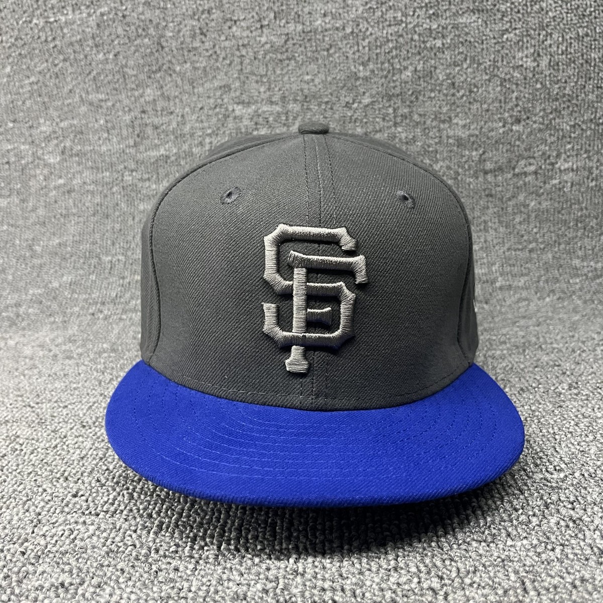 New Era 59FIFTY San Francisco Giants SF Hat Graphite Royal Blue Fitted Size 8
