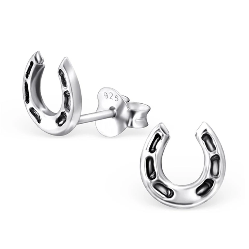 Süße Hufeisen Kinder Ohrstecker 925 Silber Mädchen Damen Ohrringe Geschenk neu - Bild 1 von 1
