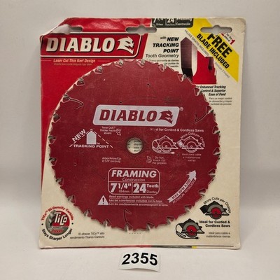 (2)DIABLO 7-1/4 INCH 24 TOOTH ATB FRAMING SAW BLADE 5/8'' ARBOR NIB