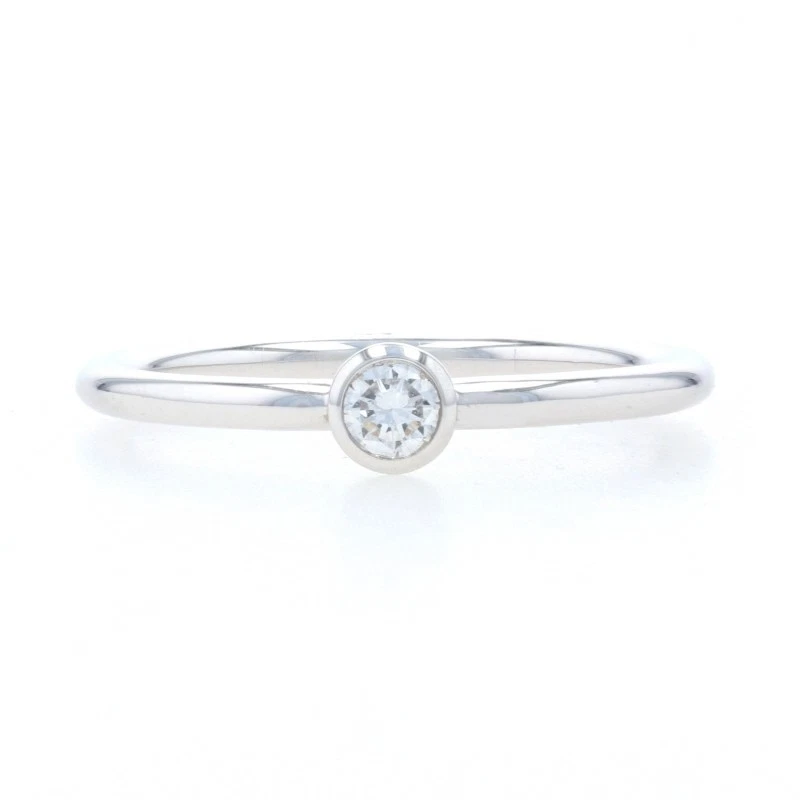 Tiffany & Co. Diamond Bezet Ring White Gold 18k Round Brilliant .12ct Solitaire