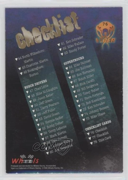 1996 Wheels Viper Black Mamba Missing Serial Number Checklist #76 - Image 2 of 2