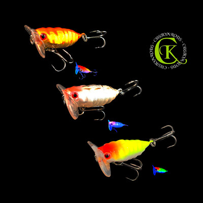 3x 4,5cm Zikade UV Topwater Insekten Popper Kunstköder Oberfläche Rapfen Forelle