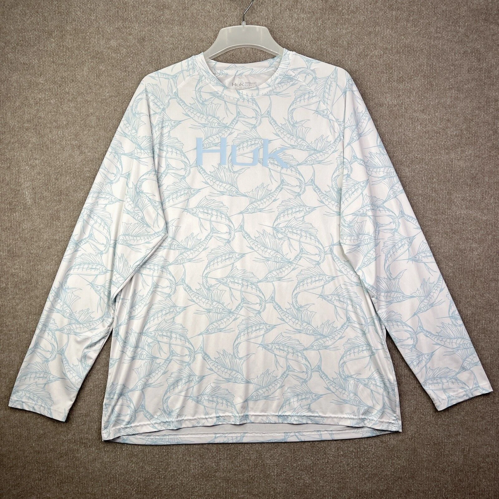 Huk Men's Blue Marlin Print Performance Fishing Shirt XL White Long Sleeve Tech
Opens in a new windo