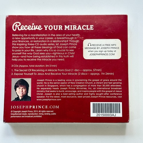 Lot 2 Joseph Prince CD Sermons - Portraits Of Jesus & Receive Your Miracle NEW - Imagen 5 de 5