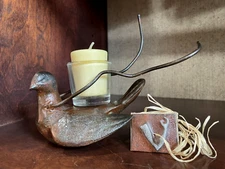 JAN BARBOGLIO NEIMAN MARCUS "PALOMA" CAST IRON DOVE SCULPTURE W VOTIVE RETIRED