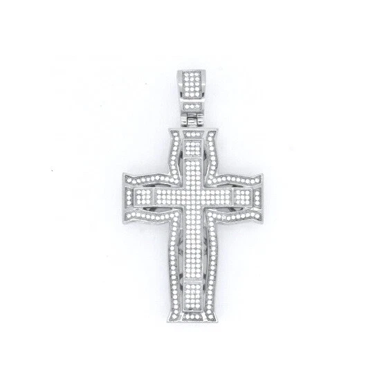 Colgante Cruz Hombre Acero Inoxidable 316 Pavé (Solo Colgante) Foto 3 de 4