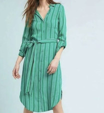 NWOT Anthropologie Maeve Martina Dress size 8 shirtdress green stripe