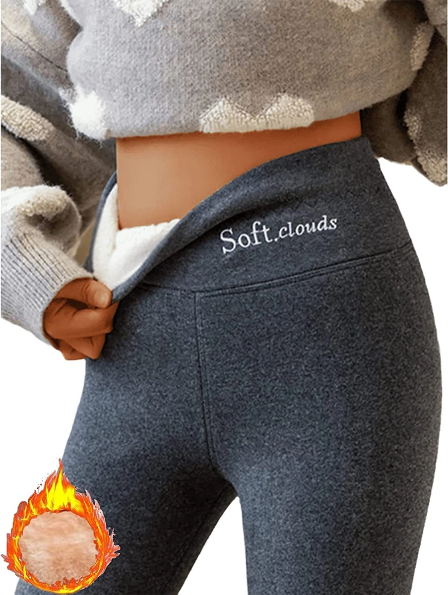 Casual Warm Winter Solid Pants,Soft Clouds Fleece Leggings for Women  Winter,High Waist Fleece Lined Warm Slim Cotton Workout Yoga Pants. (XXL,  Light