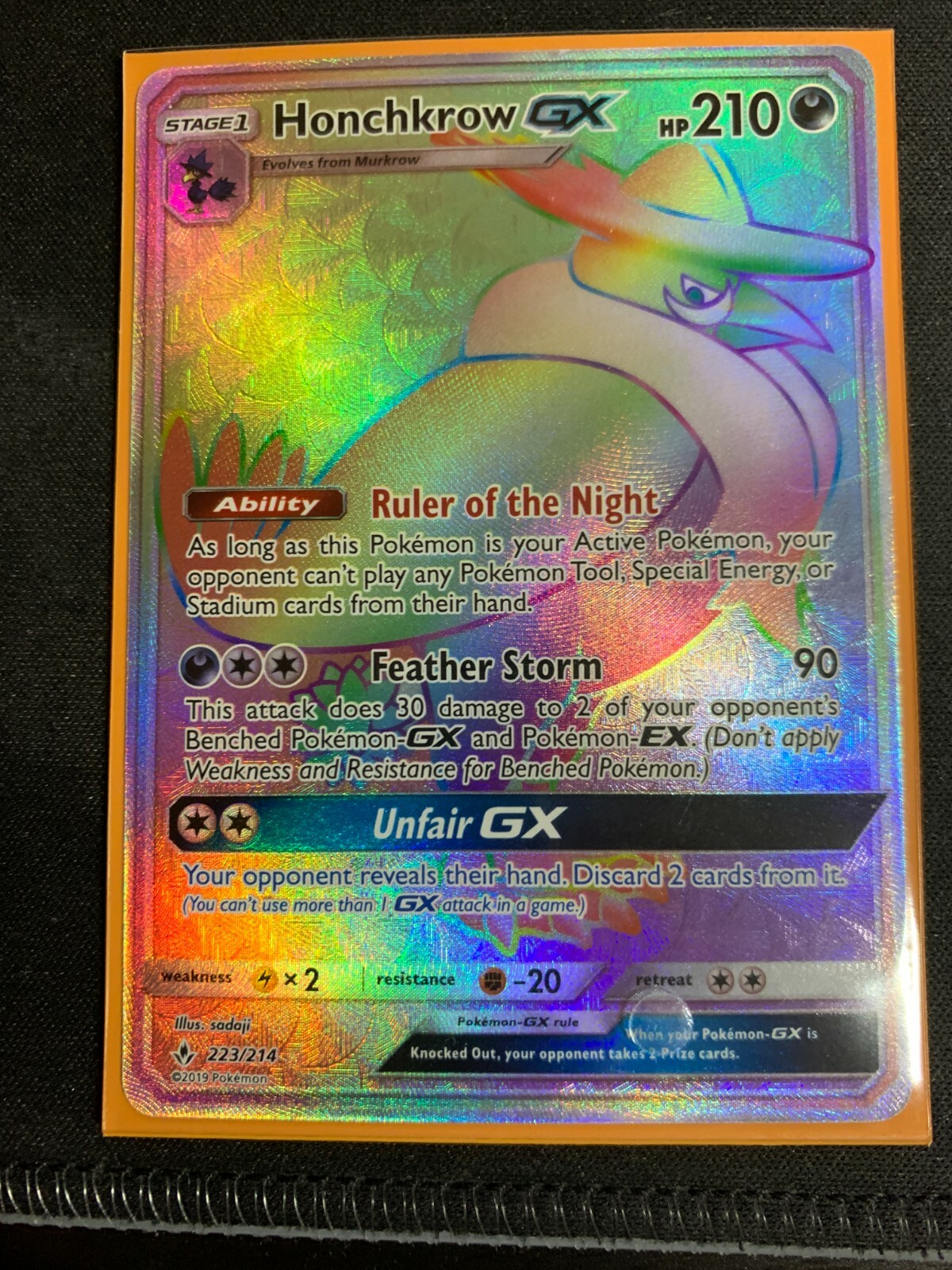 Pokemon Sun & Moon Unbroken Bonds Honchkrow GX 223/214 NM