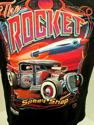 Rocket Speed Shop Old Steel Never Dies We Just Make It Go Faster Mens XL T Shirt