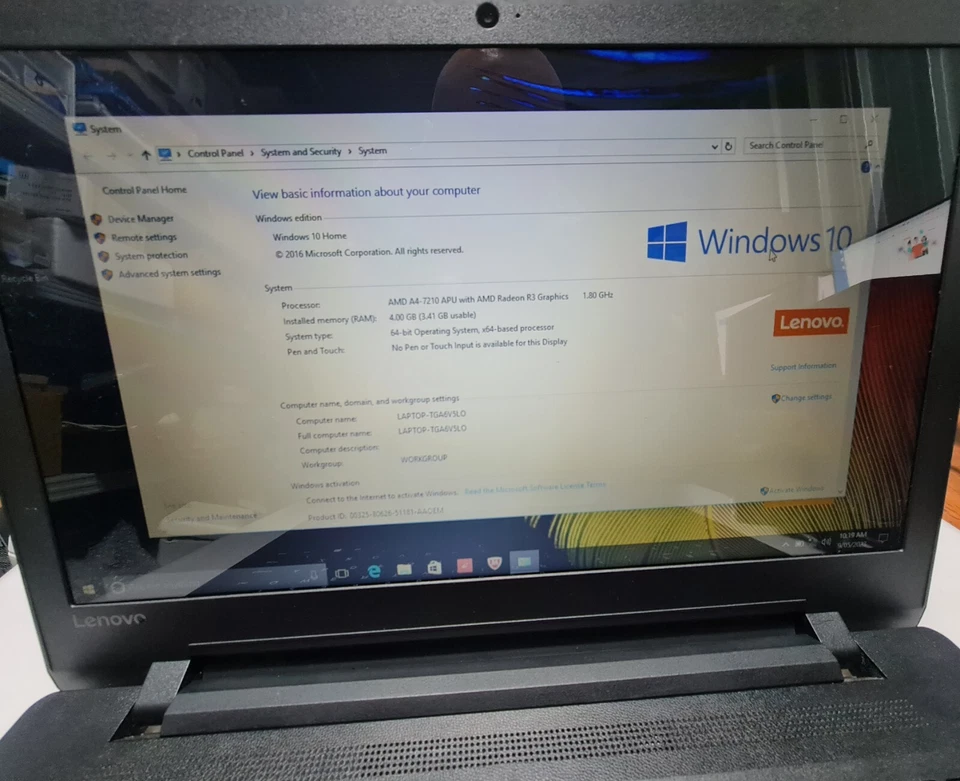 Lenovo Idealpad 110 Notebook, AMD A4-7210 1.8Ghz, 15.6, 4GB,500GB HD, Windows 10 - Image 4 of 4