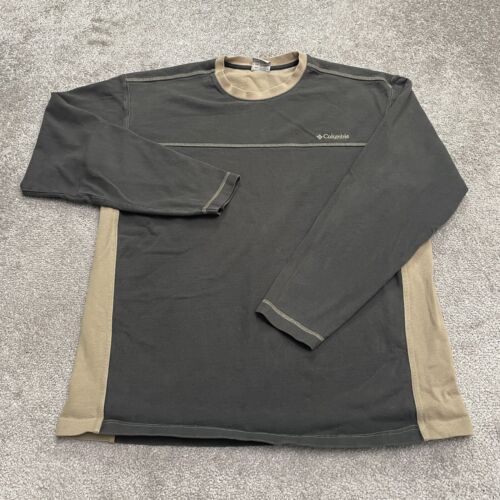 Columbia Vintage Heavyweight T-Shirt Mens Large Gray Brown Long Sleeve Crew Neck