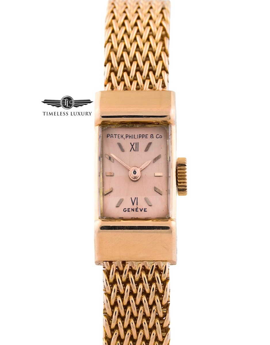 Vintage Ladies Patek Philippe Cocktail Watch 18k Rose Gold Salmon