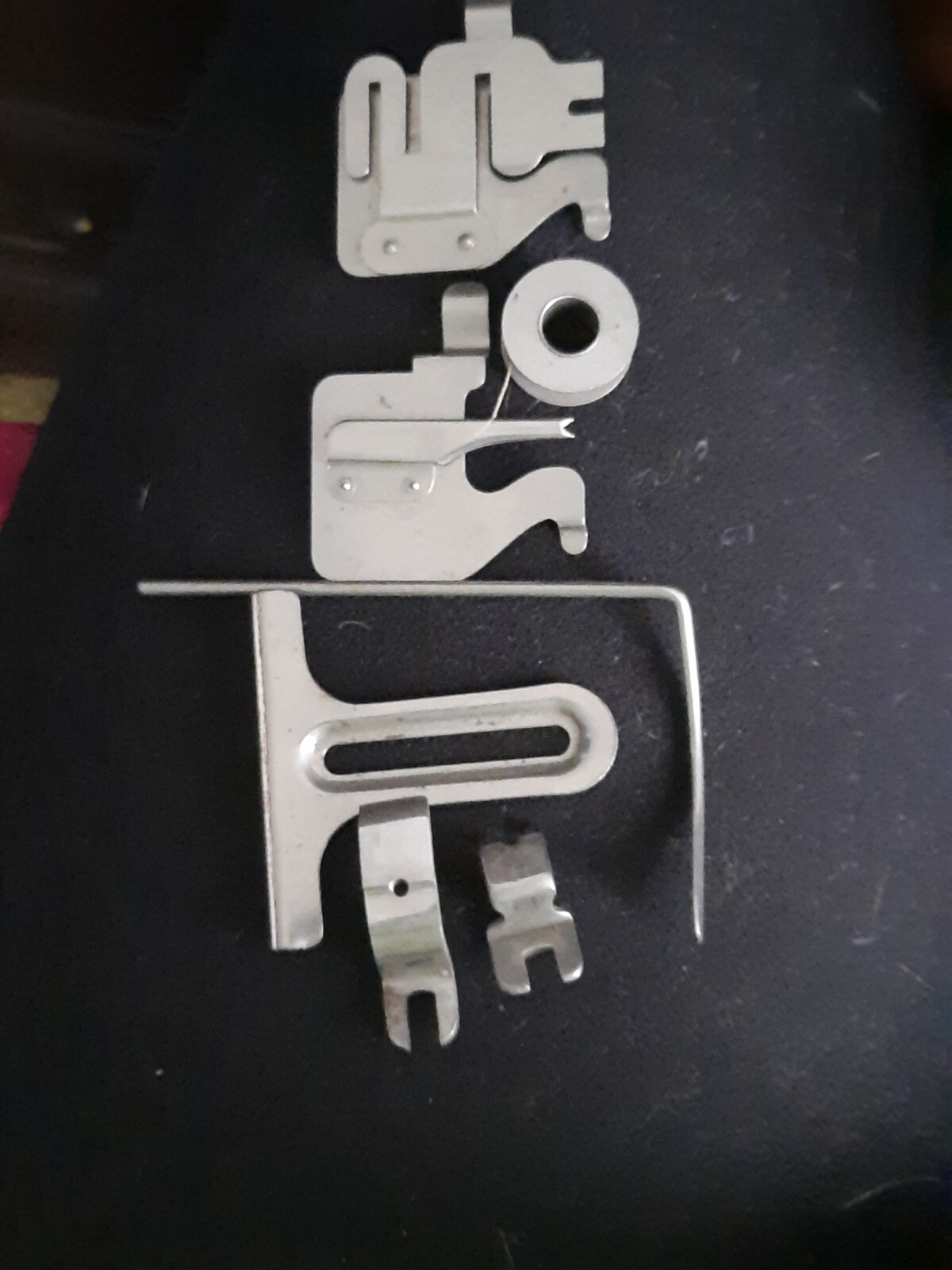 Antique Greist Rotary Sewing Machine Attachment Box Set. Black Tin Case