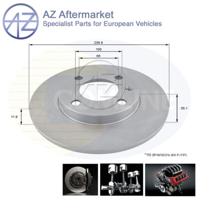 Fits VW Golf Caddy Polo Scirocco Seat Ibiza AZ Front Brake Disc #1