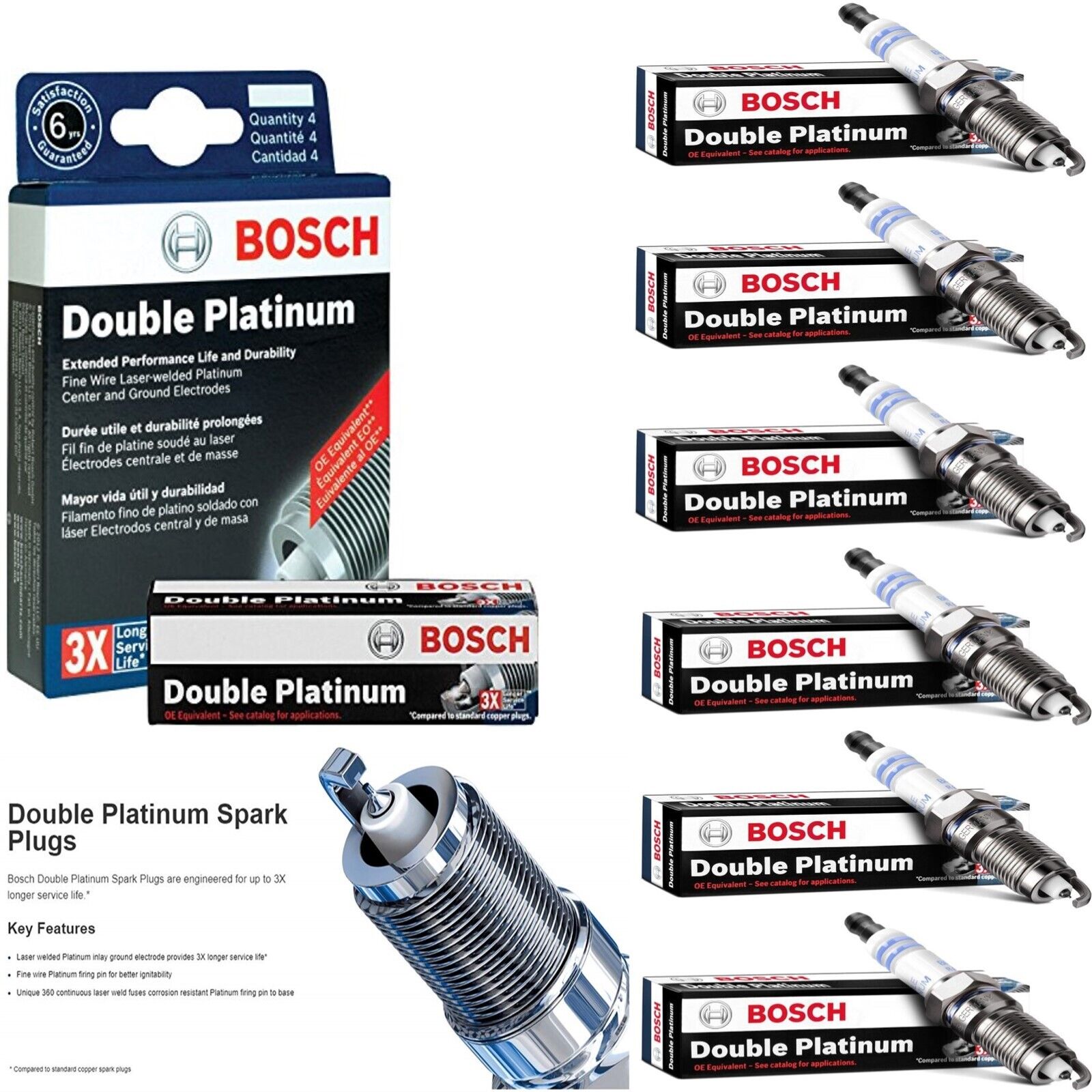 6 pcs Bosch Double Platinum Spark Plugs For 2012-2013 MERCEDES-BENZ R350 V6-3.5L
