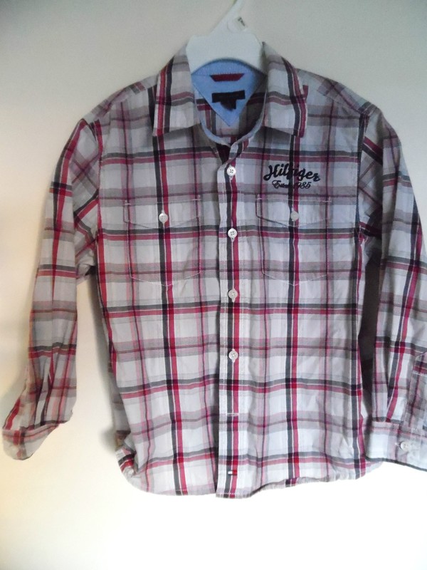 Tommy Hilfiger Boys Long Sleeve Button Plaid  Casual Dress Shirt - Size 5