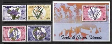 TURKS & CAICOS 1995, FLOWERS, ORCHIDS,  Scott 1110,1113,1114,1117,1128. MNH