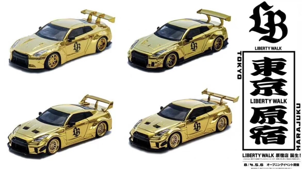 ミニカー Mini GT LBWK GOLD VER.1 Nissan HARAJUKU MiniGT LBWK Nissan R35 Gold Chrome Tokyo Harajuku Store