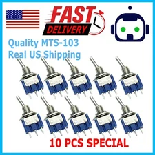 10pcs 3 Pin SPDT ON-OFF-ON 3 Position Mini Toggle Switches MTS-103 US