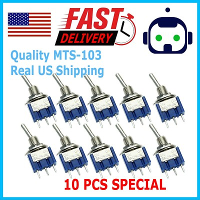 #ad 10pcs 3 Pin SPDT ON OFF ON 3 Position Mini Toggle Switches MTS 103 US $7.95