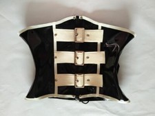 100 Latex Rubber Black Corset Shapewear Waist clip Bandage zipper 0.4MM S-XXL