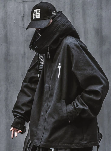 Niepce I-Tech Black Techwear Cargo Jacket Streetwear Cyberpunk Hooded Coat - product listing photo