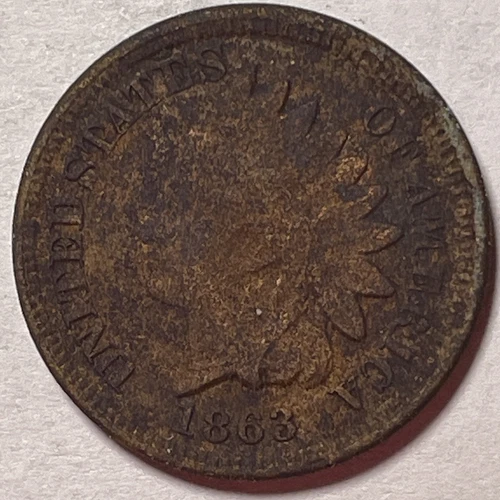 1863 Indian Head Cent Extremely Fine XF Coin, Corrosion #17446
