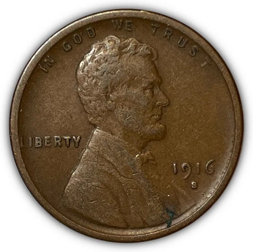 1916-S Lincoln Wheat Cent Extremely Fine XF Coin #6510