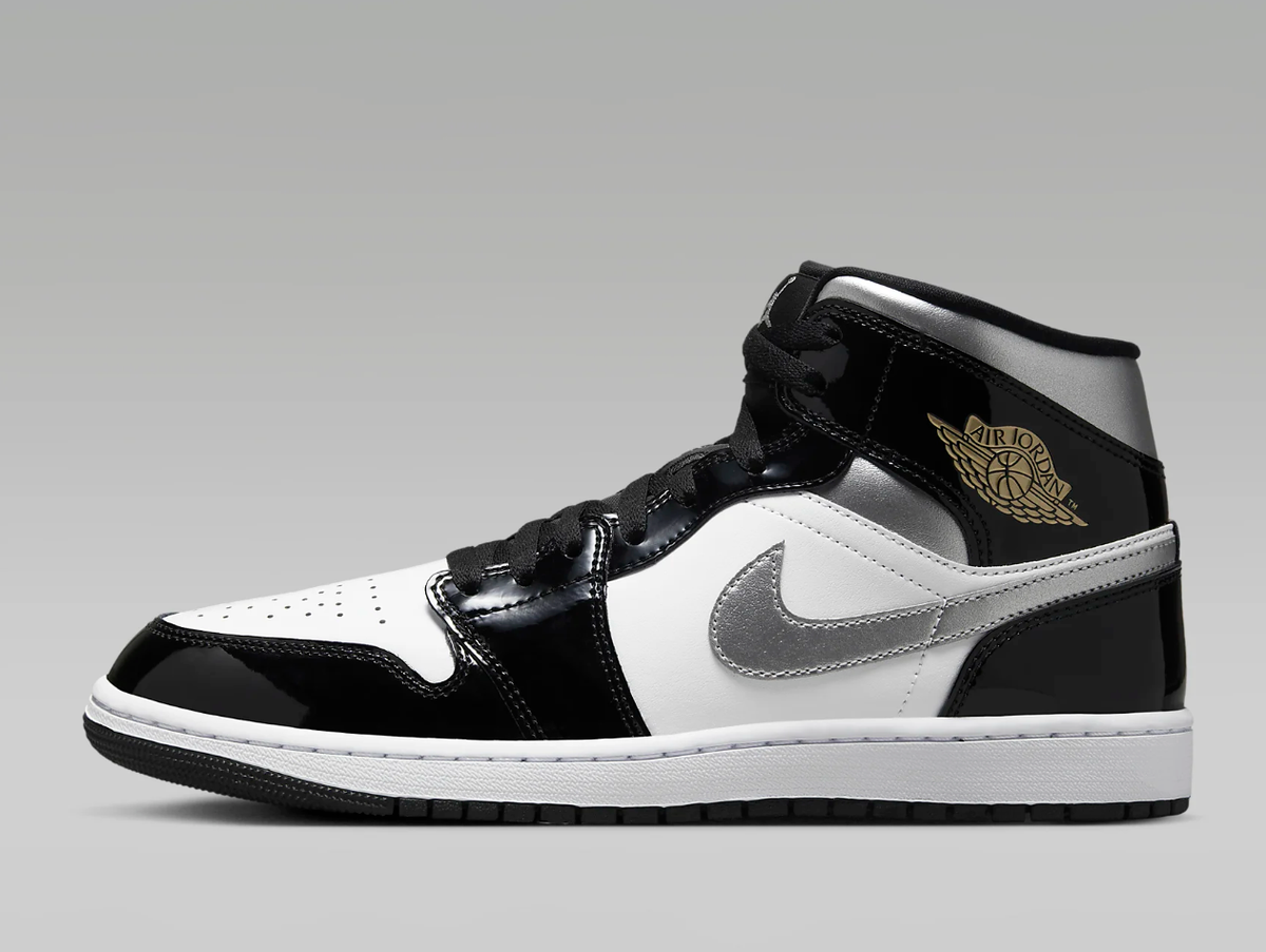 Size 12.5 - Air Jordan 1 SE Mid Black White Metallic Silver for