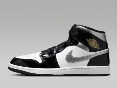 【美品・付属品完備】NIKE AIR JORDAN 1 MIDブラック×シルバー Size 12.5 - Air Jordan 1 SE Mid Black White Metallic Silver for