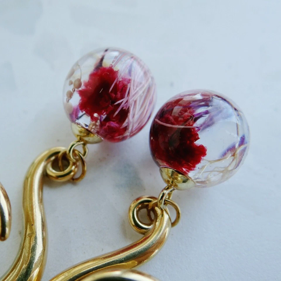 Pesas de oreja florales para colgador de oreja de resina estirada medidores de oro tapones colgantes par Foto 4 de 4