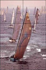 Sailing Tile Mural Franklin Nautical Sailboat Art Ceramic Backsplash RFA017