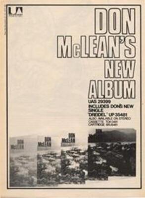 Don McLean New Album LP advert Time Out cutting 1972