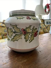 Holiday Cookie Jar Hand Painted